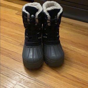 Slightly worn kids snow boots